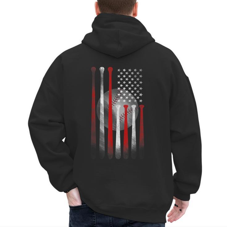 Vintage Baseball American Flag Classic Fit Tee For Dad And Mom Men's Hoodie Back Print
