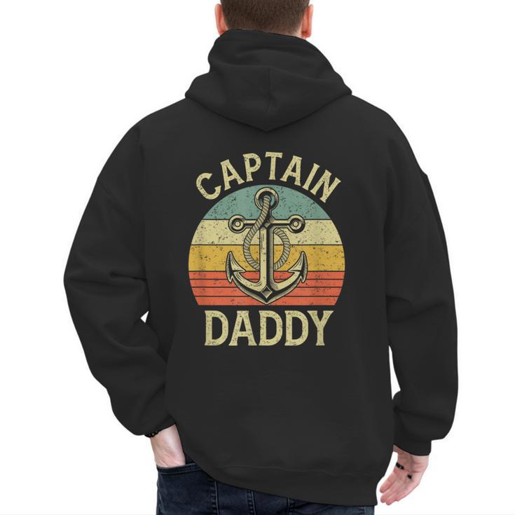 Vintage Captain Daddy Boat Pontoon Dad Fishing Sailor Anchor Men's Hoodie Back Print