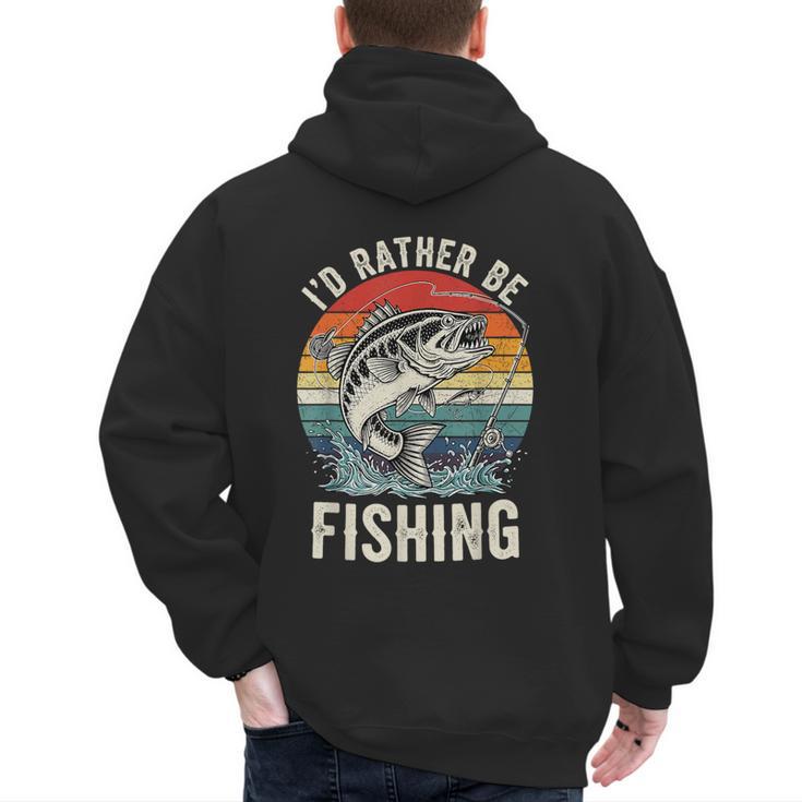 Vintage I'd Rather Be Fishing Graphic Bass Dad Boy Men Men's Hoodie Back Print
