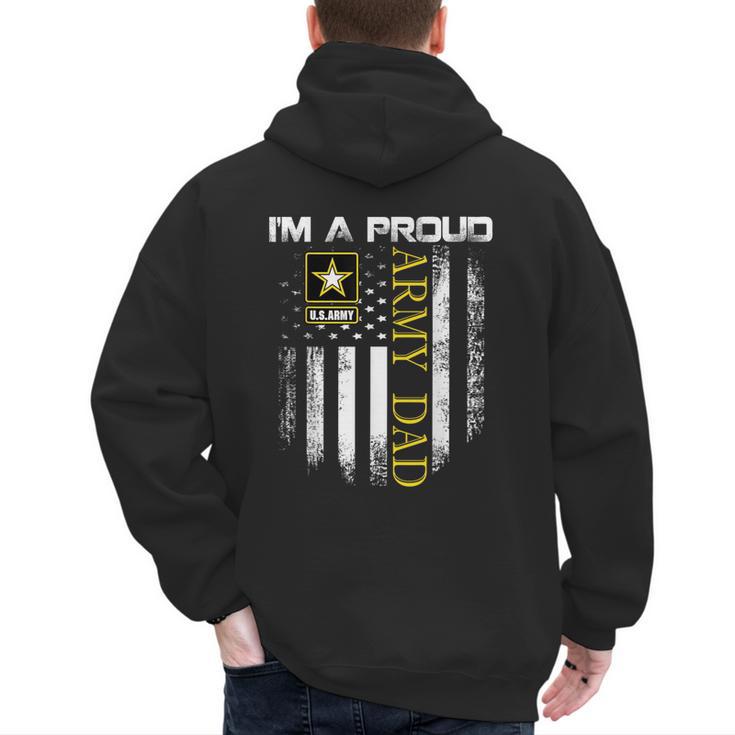 Vintage I'm A Proud Army Dad With American Flag Men's Hoodie Back Print