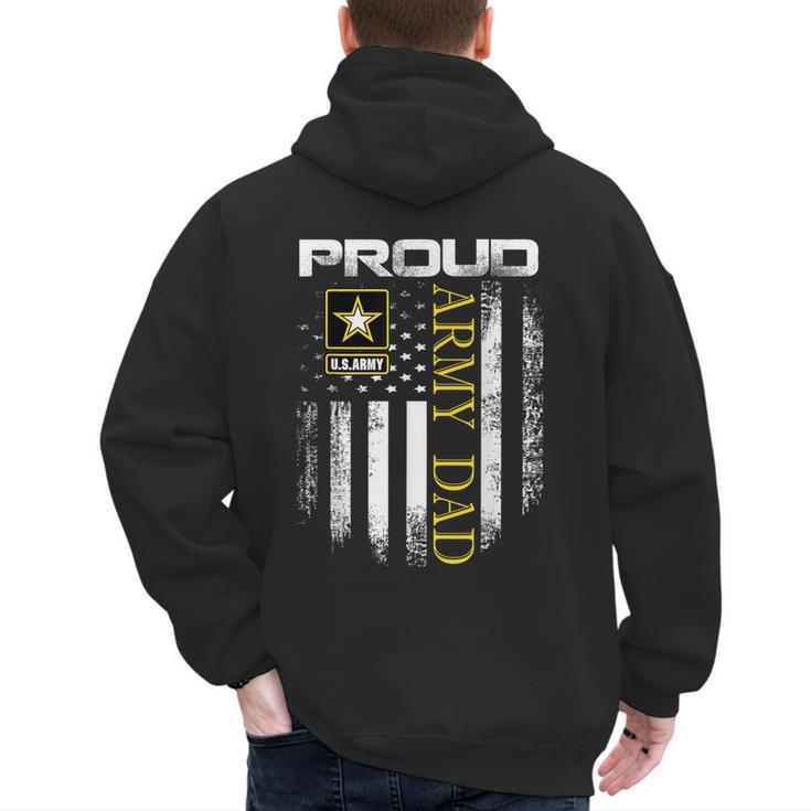 Vintage Proud Army Dad With American Flag Men's Hoodie Back Print