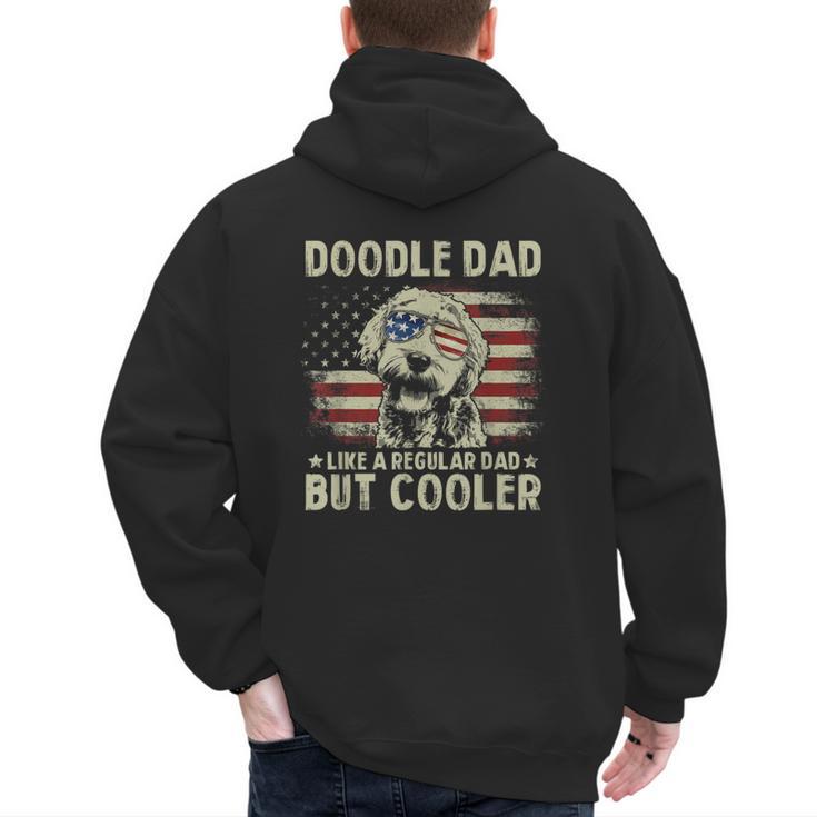 Vintage USA Flag Goldendoodle Doodle Dad Fathers Day Men Men's Hoodie Back Print