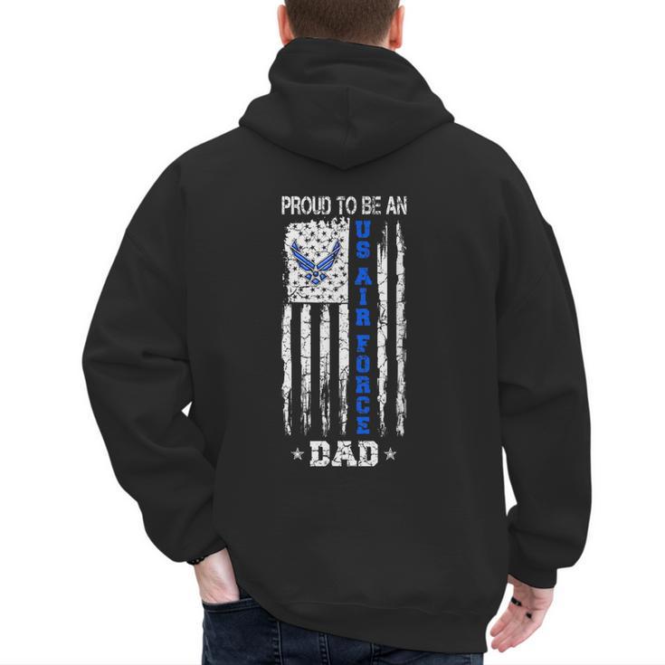 Vintage USA Flag Proud To Be An US Air Force Dad Men's Hoodie Back Print