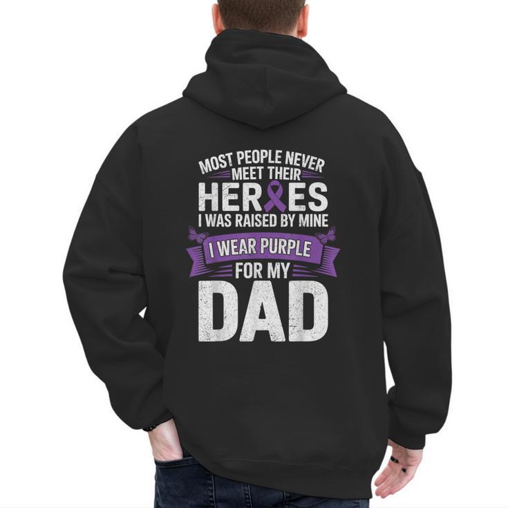I Wear Purple For My Dad Pancreatic Cancer Support Men's Hoodie Back Print