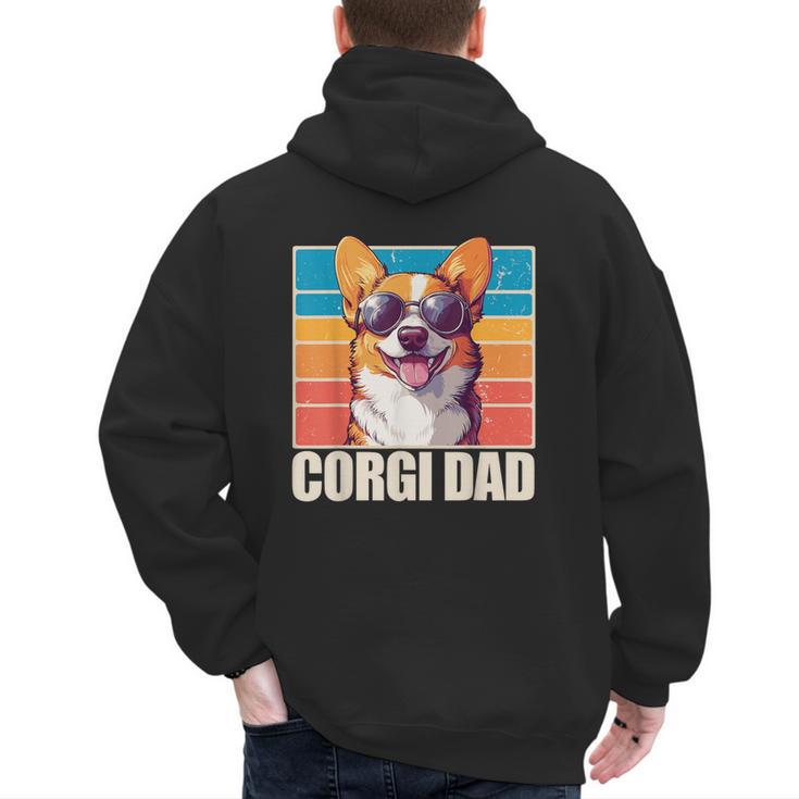 Welsh Corgi Pembroke Dog Corgi Dad -Adults Small Classic Fit Short Sleeve Cotton Polyester Blend Men's Hoodie Back Print