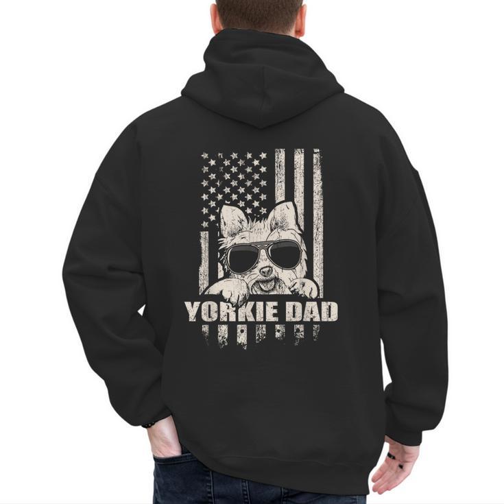 Yorkie Dad Cool Vintage Retro Proud American Men's Hoodie Back Print
