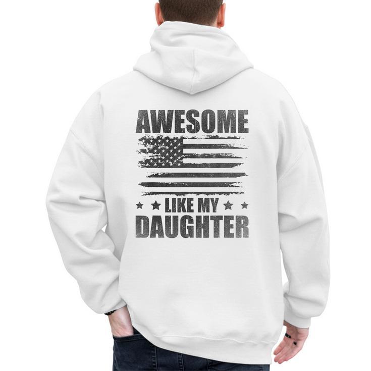 Awesome Like My Daughter Mom Dad American Flag Men's Hoodie Back Print
