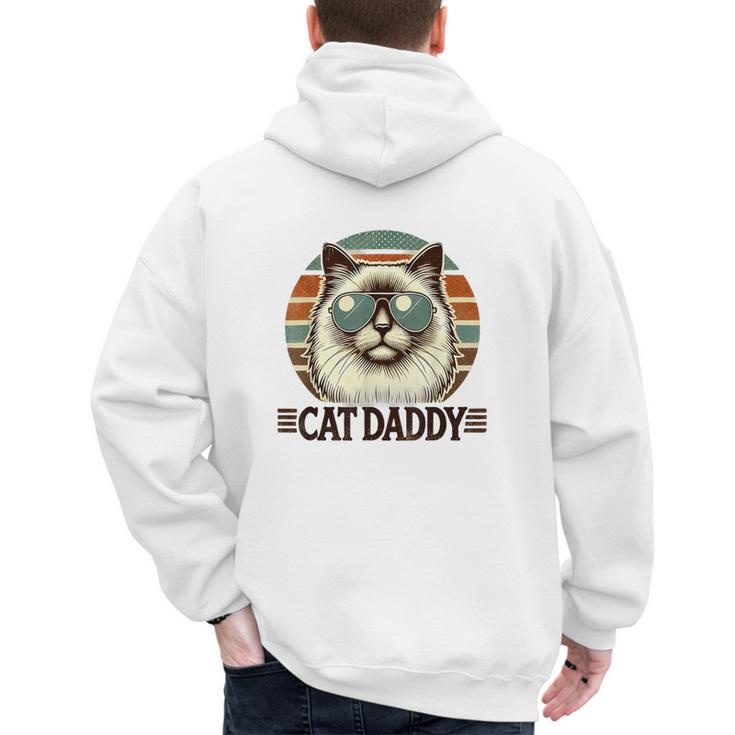 Cat Daddy Cool Ragdoll Cat Father's Day Retro Cat Dad Men's Hoodie Back Print