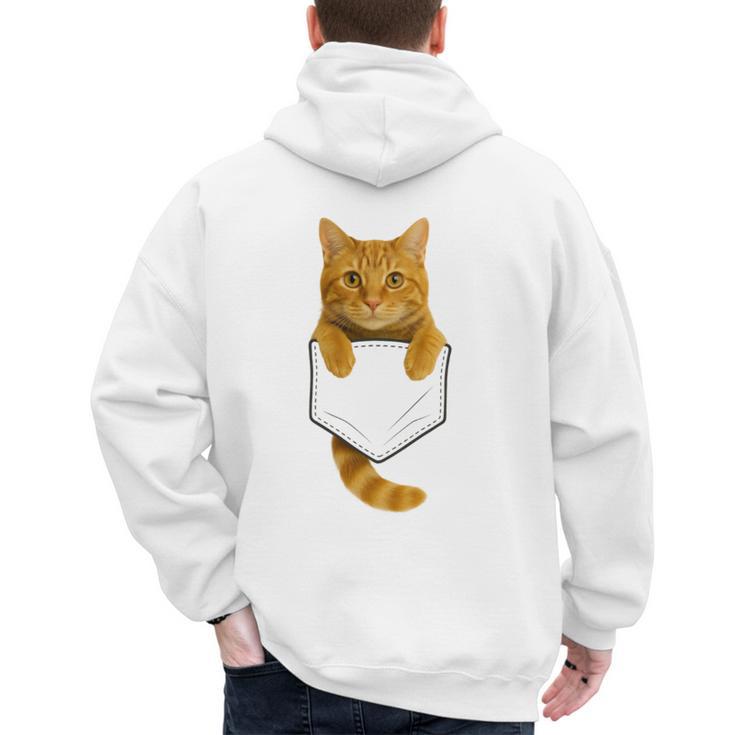 Cute Tabby Cat Pocket Cat Mom Cat Dad Cat Lover Men's Hoodie Back Print