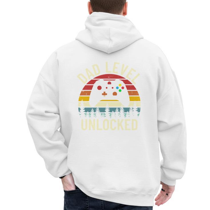 Cute Vintage Dad Level Unlocked Funny Gamer New Daddy Father Men's Hoodie Back Print