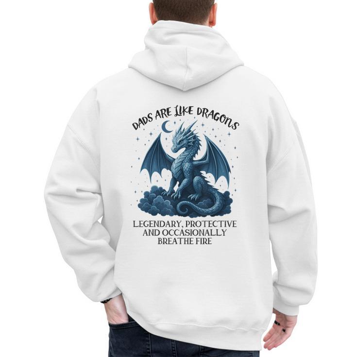 Dads Are Like Dragons Legendary Protective Fatherhood Men's Hoodie Back Print
