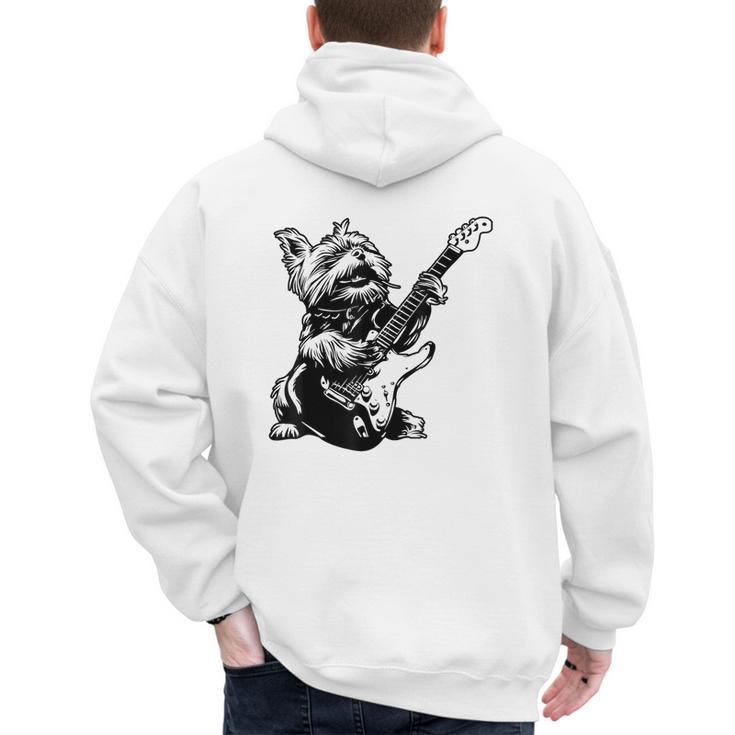 Dog Guitarist Guitar Yorkie Dad Mom For Men Women Men's Hoodie Back Print