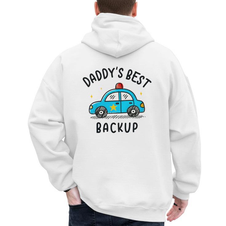 Father Son Daughter Daddy's Best Backup Father's Day Toddler Men's Hoodie Back Print