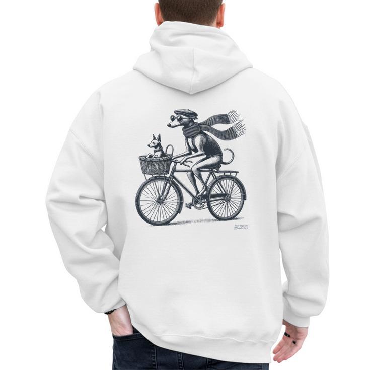 Italian Greyhound Whippet Bicycle Cycling Dog Mom Iggy Dad Men's Hoodie Back Print