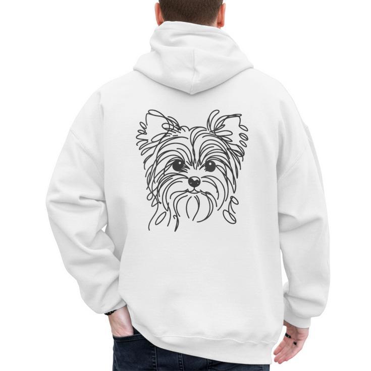 Line Art Dad Mom Dog Teecup Yorkie Men's Hoodie Back Print