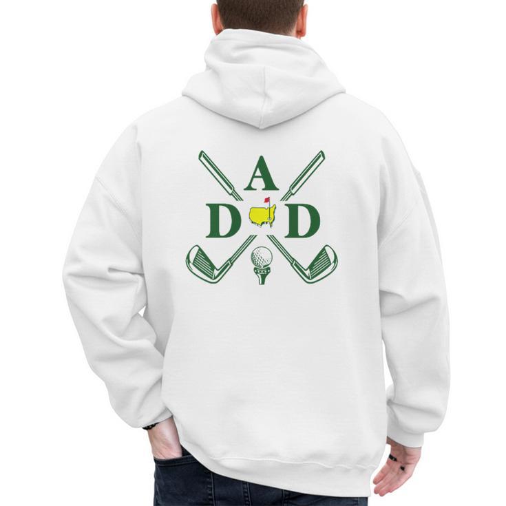 Par Dad Golf Matching Golfing Quote Party Pocket Men's Hoodie Back Print