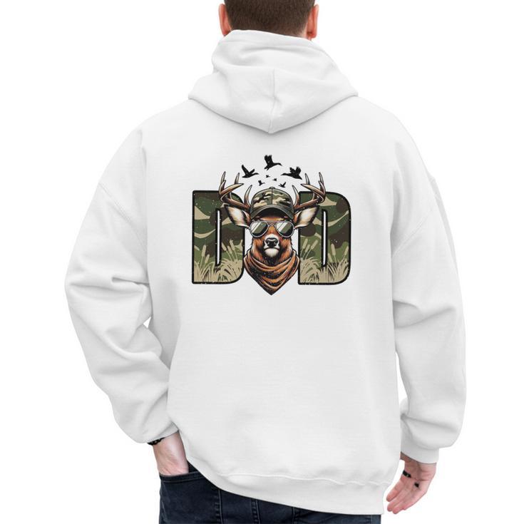Retro Camo Dad Hunting Camouflage Deer Matching Men's Hoodie Back Print