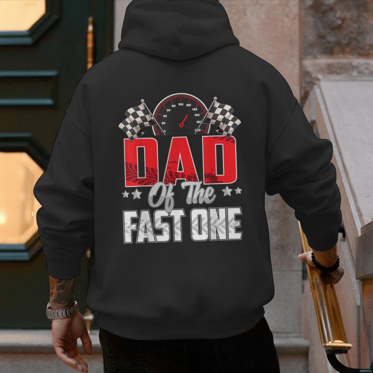 1 Year Old Racing Car Fast One Birthday 1st Family Dad Men's Hoodie Back Print