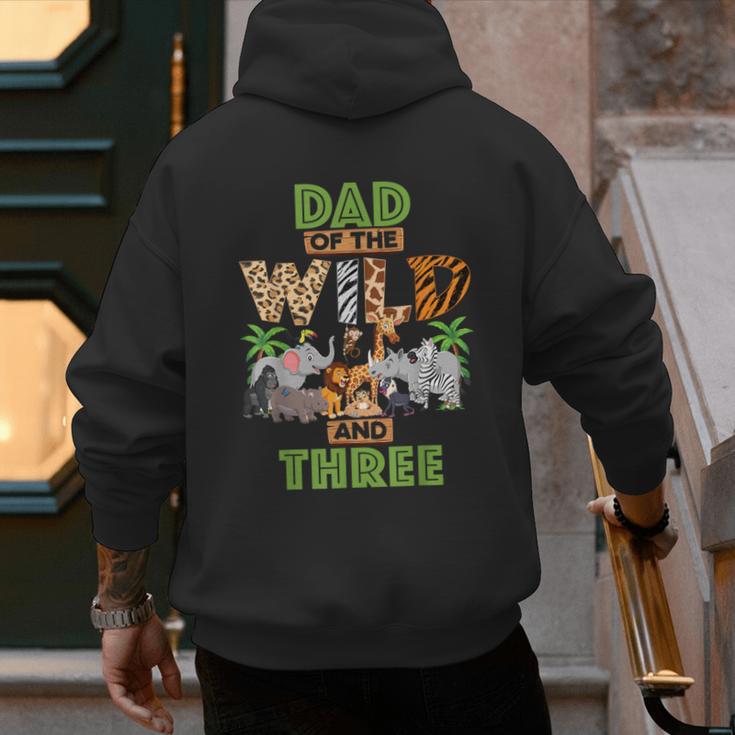 3rd Birthday Zoo Safari Jungle Dad Of The Wild And Three Men's Hoodie Back Print