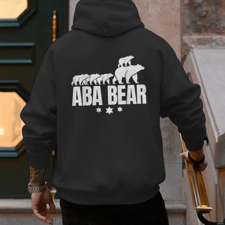 Aba Bear For Jewish Dad With Four Kids On Father's Day Men's Hoodie Back Print Aba Bear For Jewish Dad With Four Kids On Father's Day Men's Hoodie Back Print