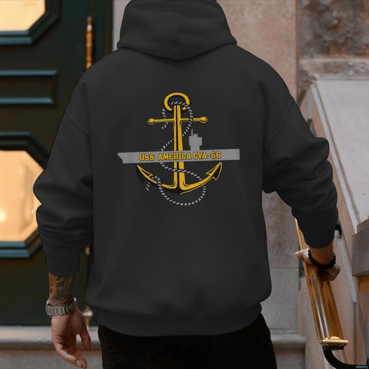 Aircraft Carrier USS America CVA-66 Veterans Day Dad Son Boy Men's Hoodie Back Print