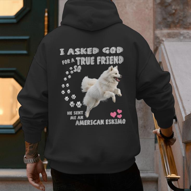 American Eskimo Dog Mom Eskie Dad Art Eskie Lover Quote Men's Hoodie Back Print