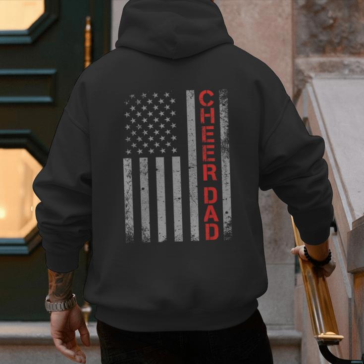 American Flag Cheer Dad Vintage Patriotic Father Cheerleader Men's Hoodie Back Print