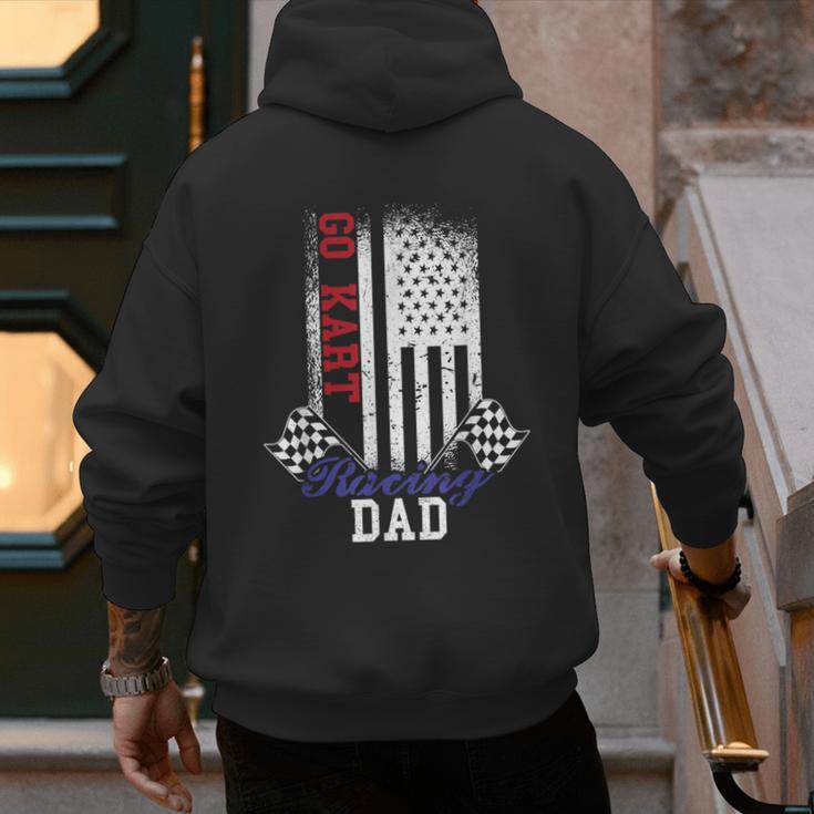 American Flag Go Kart Racing Race Dad Flag Men's Hoodie Back Print