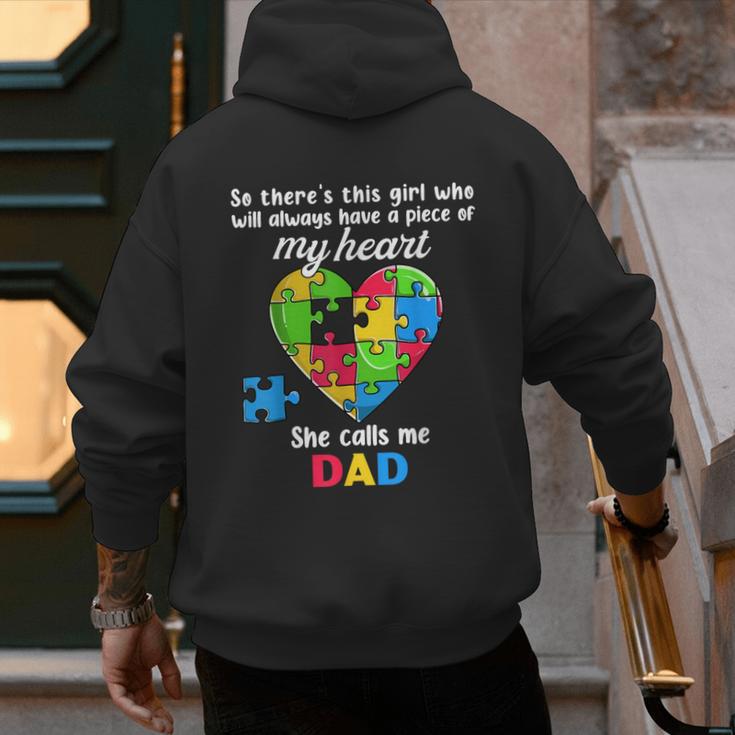 Autism Dad Of Autism Daughter Daddy Shirts Autistic Support Men's Hoodie Back Print