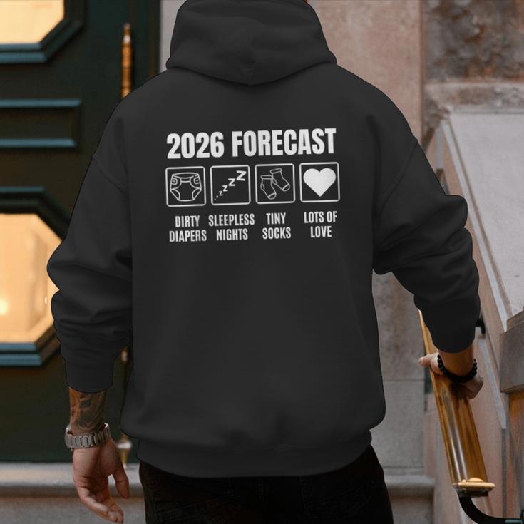 Baby Coming Soon 2026 Forecast Baby Shower New Dad Mom Men's Hoodie Back Print