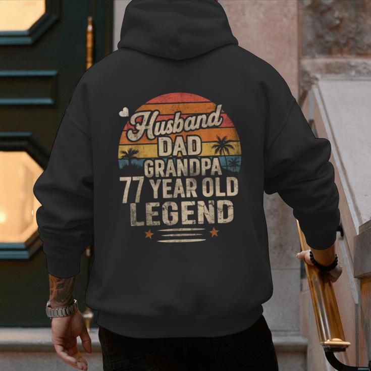 Back Legend Husband Dad Grandpa 77 Year Old 77th Birthday Men's Hoodie Back Print