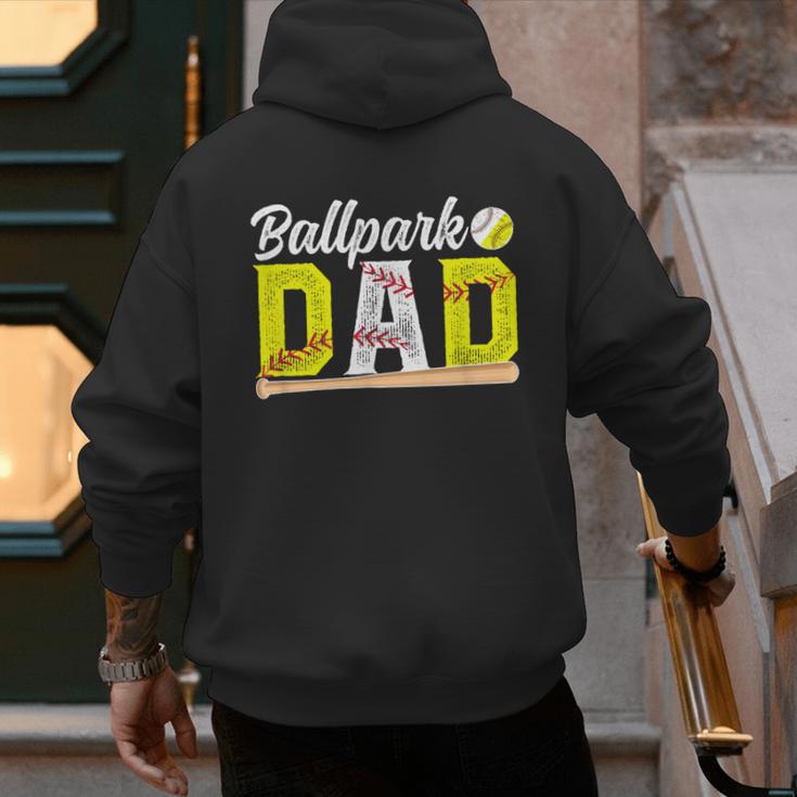 Ballpark Dad Baseball Softball Dad Of Ballers Men's Hoodie Back Print