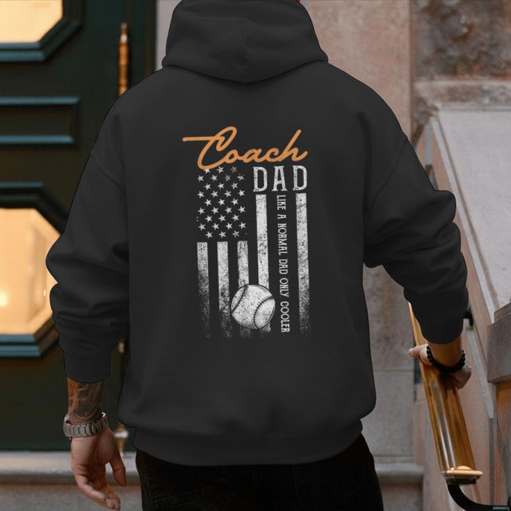 Baseball Coach Dad Like A Normal Dad Only Cooler USA Flag Men's Hoodie Back Print Baseball Coach Dad Like A Normal Dad Only Cooler USA Flag Men's Hoodie Back Print