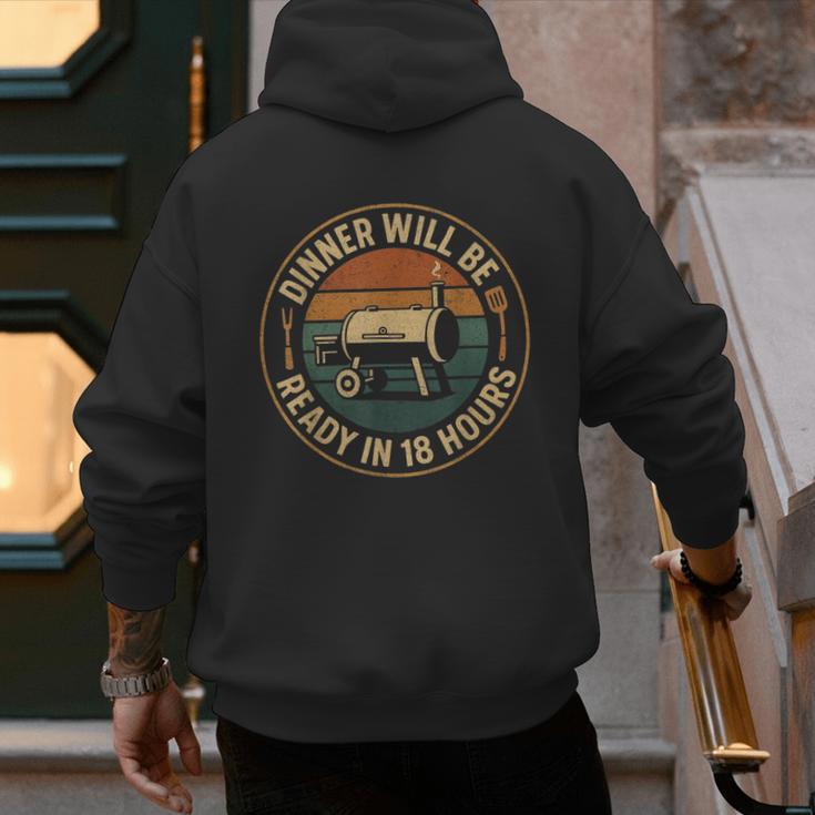 BBQ Dad Smoking Meat Smoker Barbecue Dad Men's Hoodie Back Print