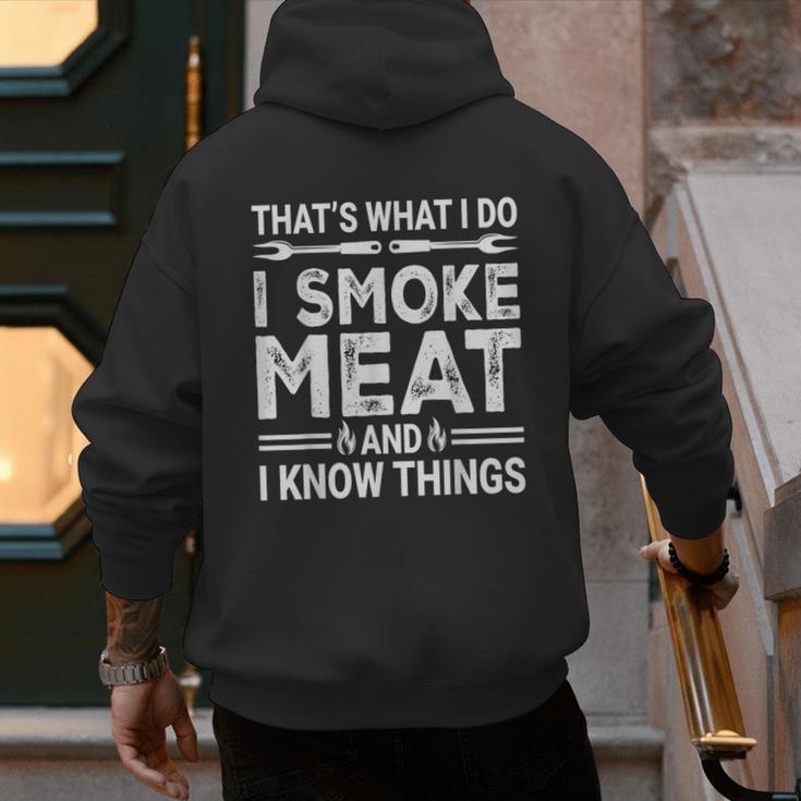 BBQ Grilling Dad Smoking Meat Barbecue Pun Pit Master Father Men's Hoodie Back Print