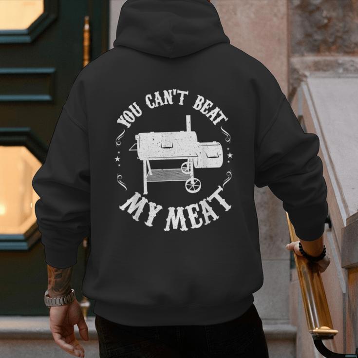 BBQ Pit Reverse Flow Smoker Accessory Dad Grill Men's Hoodie Back Print