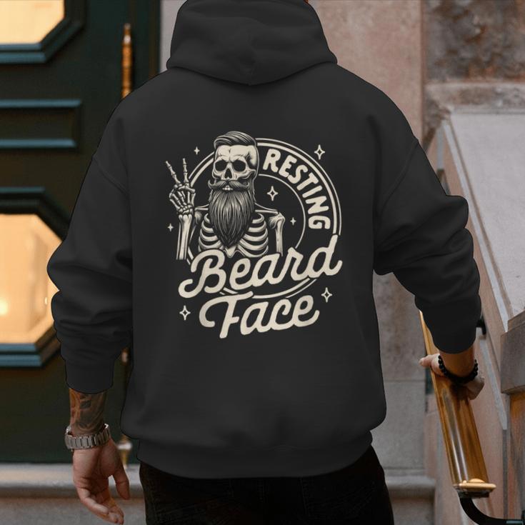 Bearded Dad Daddy Papa Father’s Day Resting Beard Face Men's Hoodie Back Print