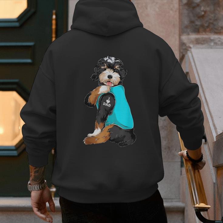 Bernedoodle I Love Dad Tattoo Apparel Dog Dad Dads Men's Hoodie Back Print
