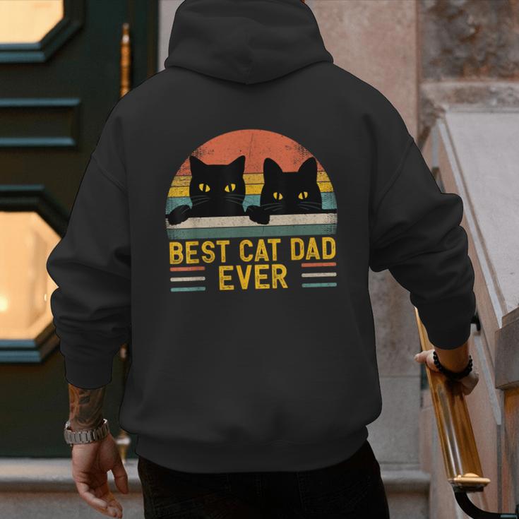 Best Cat Dad Ever Retro Style Cats Lover Men's Hoodie Back Print
