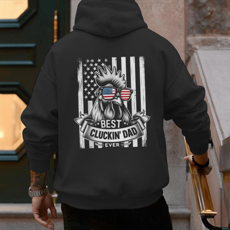 Best Cluckin' Dad Ever Chicken Lover Graphic Tees Cotton Polyester Casual Graphic Small Crew Neck Short Sleeve Men's Hoodie Back Print