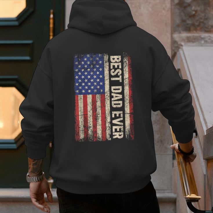 Best Dad Ever US American Flag For Father's Day Men Men's Hoodie Back Print