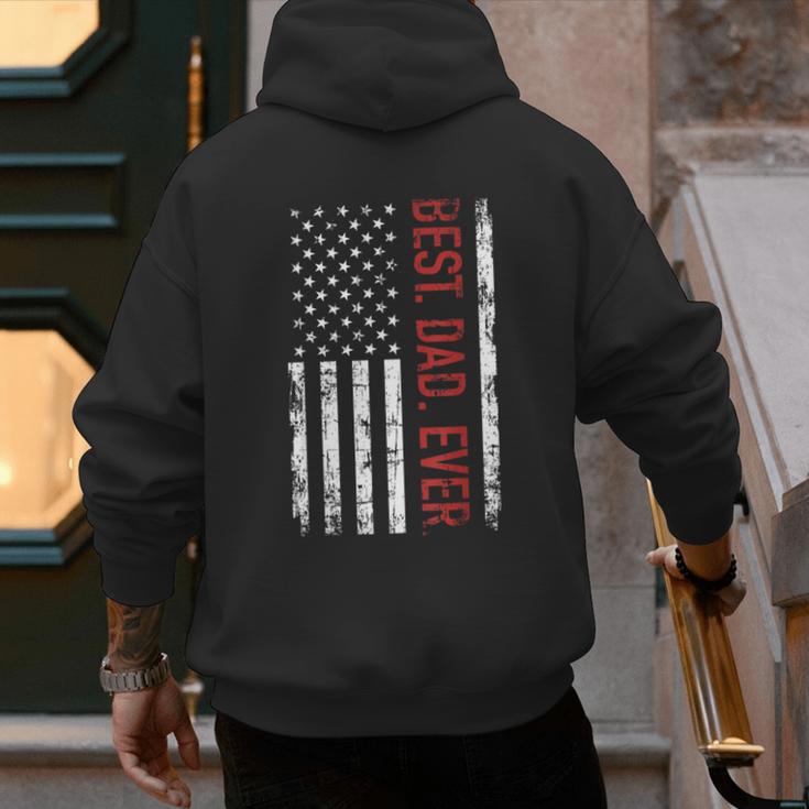 Best Dad Ever US American Flag Gift For Father's Day Short Sleeve Men's Hoodie Back Print