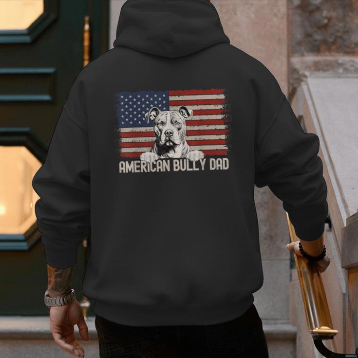 Best Dog Dad Ever American Flag American Bully Dad Men's Hoodie Back Print Best Dog Dad Ever American Flag American Bully Dad Men's Hoodie Back Print