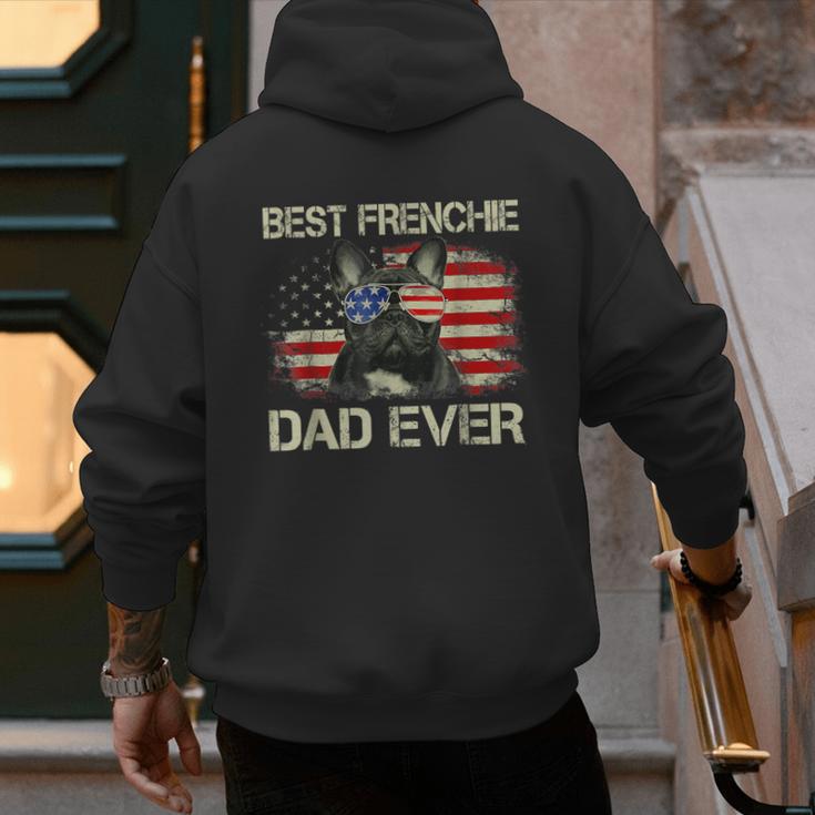 Best Frenchie Dad Ever Bulldog American Flag Men's Hoodie Back Print