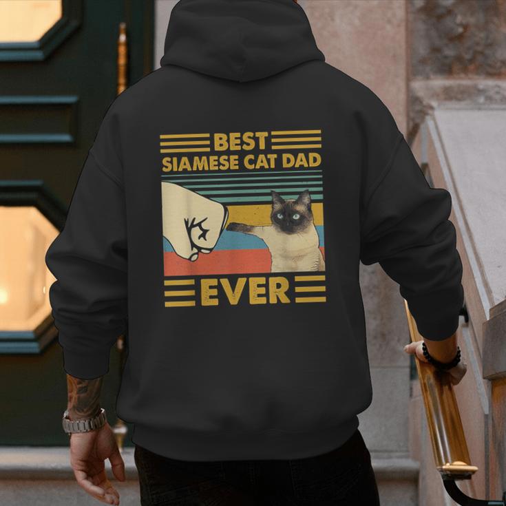 Best Siamese Cat Dad Ever Retro Vintage Sunset Men's Hoodie Back Print
