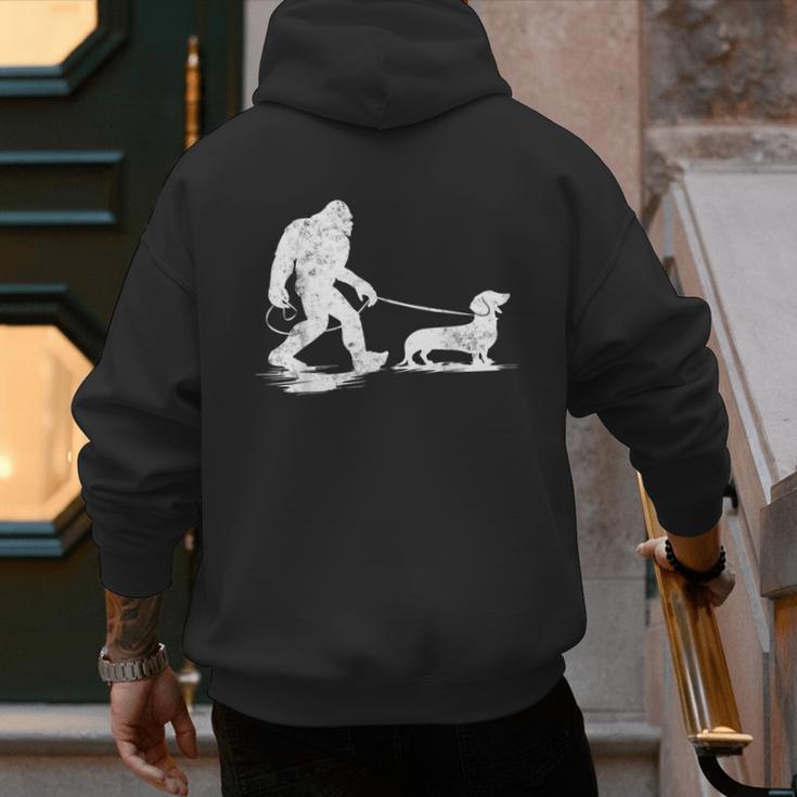 Bigfoot Walking Dachshund Tee Wiener Dog Dad Men's Hoodie Back Print Bigfoot Walking Dachshund Tee Wiener Dog Dad Men's Hoodie Back Print