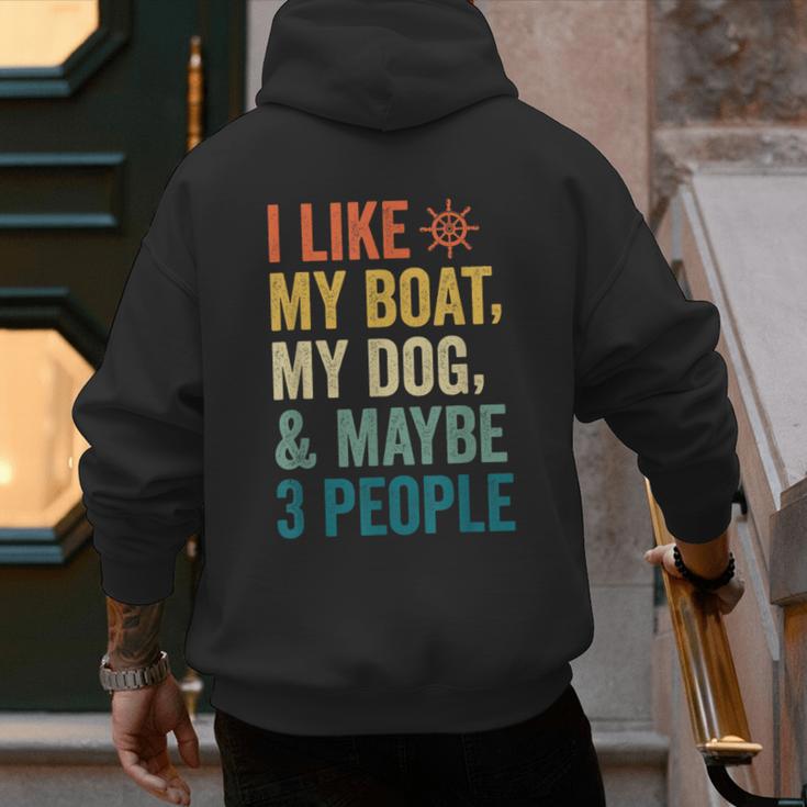 I Like My Boat Dog And Maybe 3 People Retro Sailor Dad Men's Hoodie Back Print