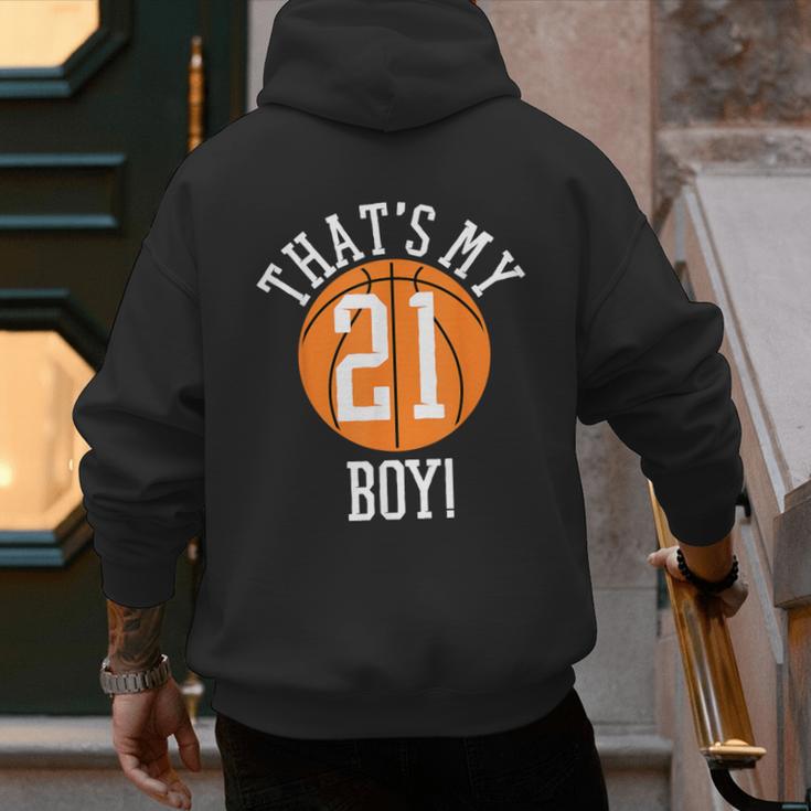 My Boy 21 Basketball Number 21 Jersey Basketball Mom Dad Men's Hoodie Back Print