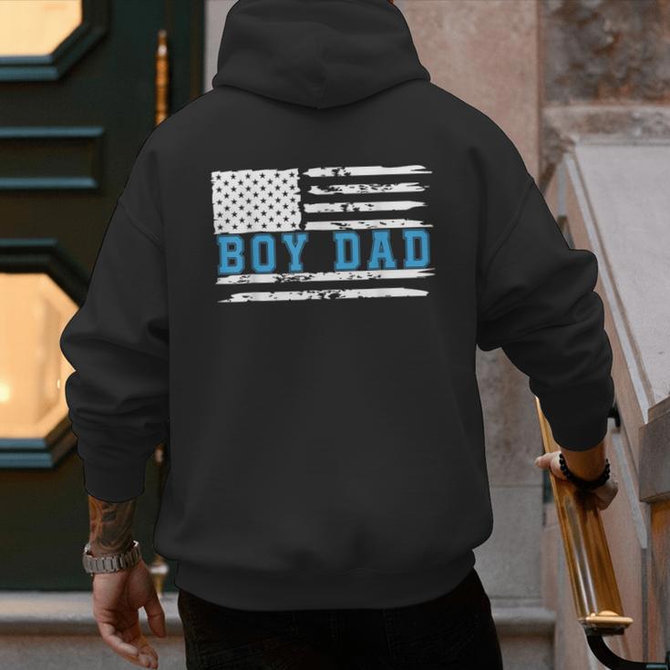 Boy Dad Proud Dad Of Boy Father Of Boy Shirt For Dad US Flag Men's Hoodie Back Print