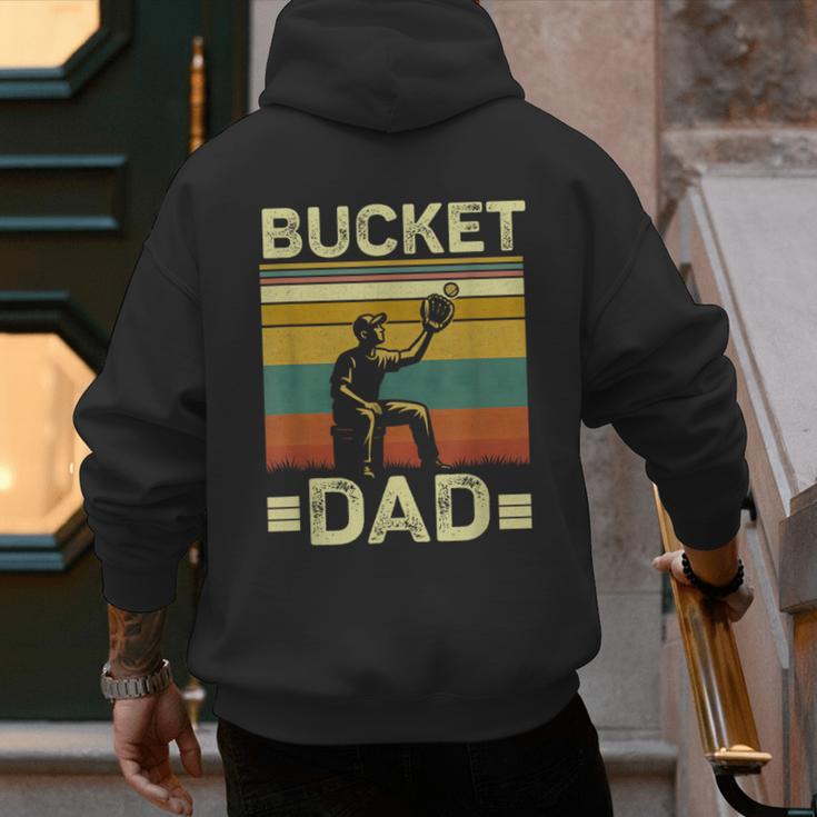 Bucket Dad Softball Dad Baseball Coach Father's Day Men's Hoodie Back Print